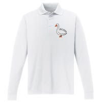 Silly Goose Funny Duck Performance Long Sleeve Polo