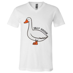 Silly Goose Funny Duck V-Neck T-Shirt