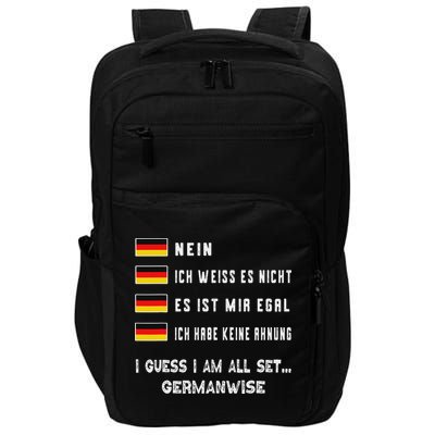 Speaking German Funny Deutsch Student German Language Impact Tech Backpack