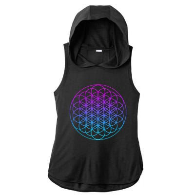 Sacred Geometry Flower Of Life Ladies PosiCharge Tri-Blend Wicking Draft Hoodie Tank