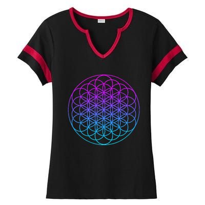 Sacred Geometry Flower Of Life Ladies Halftime Notch Neck Tee