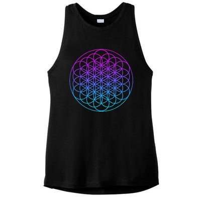 Sacred Geometry Flower Of Life Ladies PosiCharge Tri-Blend Wicking Tank