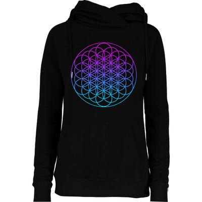 Sacred Geometry Flower Of Life Womens Funnel Neck Pullover Hood