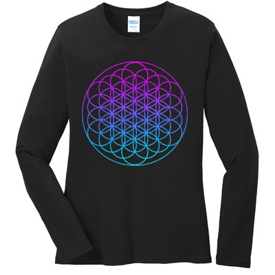 Sacred Geometry Flower Of Life Ladies Long Sleeve Shirt