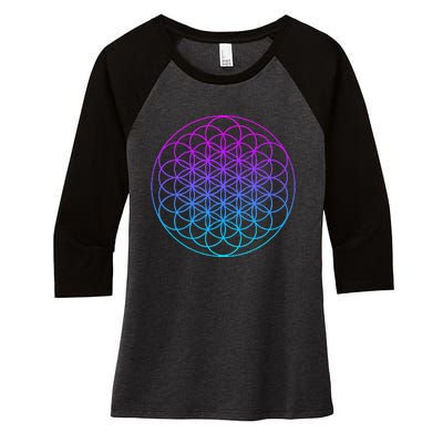 Sacred Geometry Flower Of Life Women's Tri-Blend 3/4-Sleeve Raglan Shirt