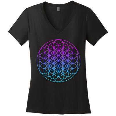 Sacred Geometry Flower Of Life Women's V-Neck T-Shirt