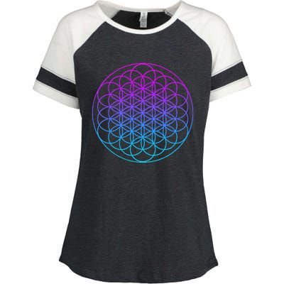 Sacred Geometry Flower Of Life Enza Ladies Jersey Colorblock Tee