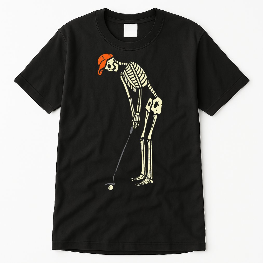 Skeleton Golf Funny Halloween Golfing Sports Golfer Tall T-Shirt