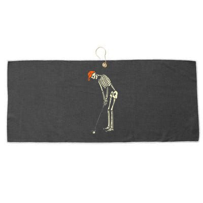 Skeleton Golf Funny Halloween Golfing Sports Golfer Large Microfiber Waffle Golf Towel