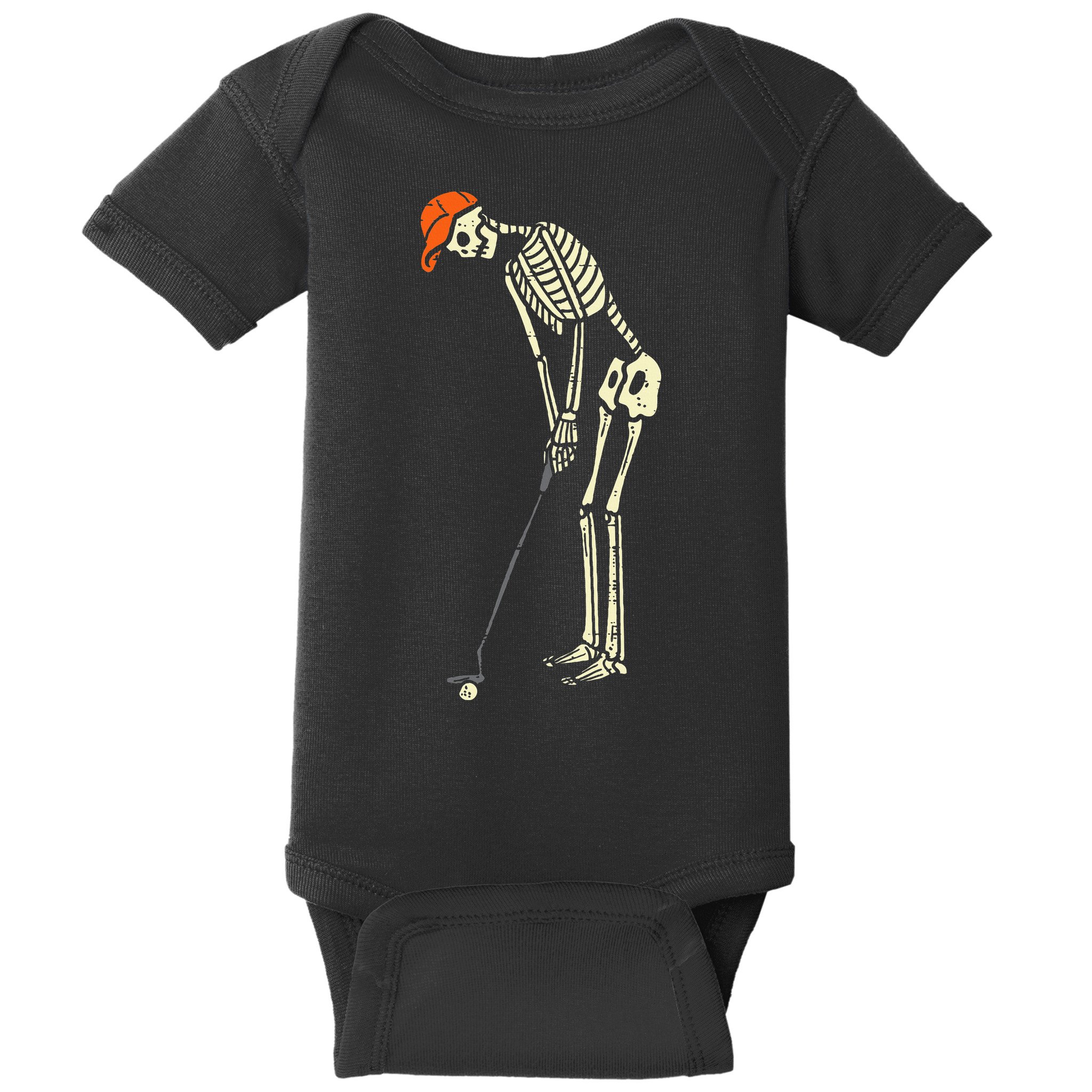Skeleton Golf Funny Halloween Golfing Sports Golfer Baby Bodysuit