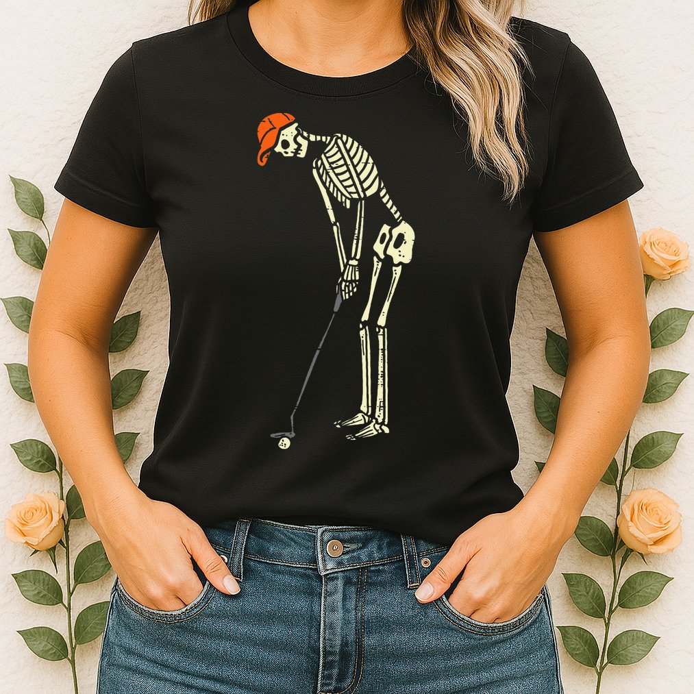 Skeleton Golf Funny Halloween Golfing Sports Golfer Womens T-Shirt