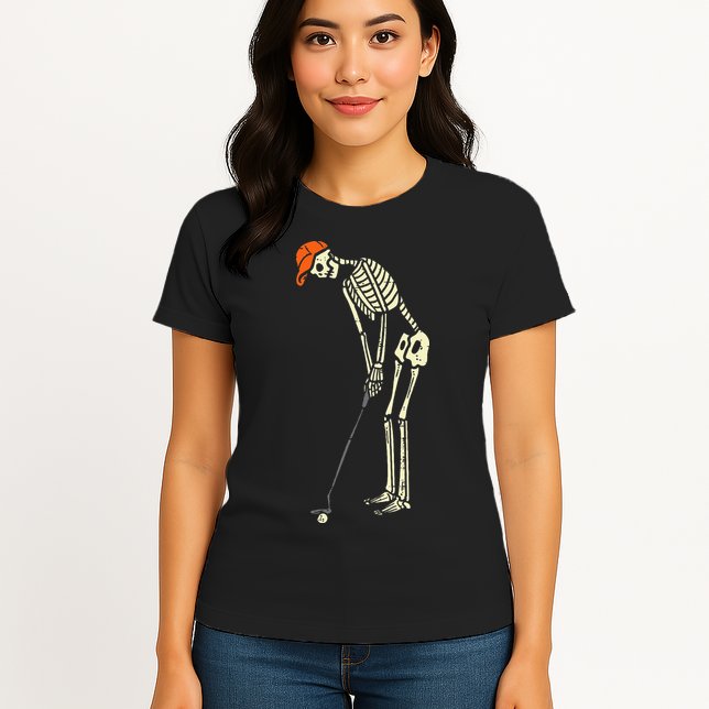 Skeleton Golf Funny Halloween Golfing Sports Golfer Womens T-Shirt
