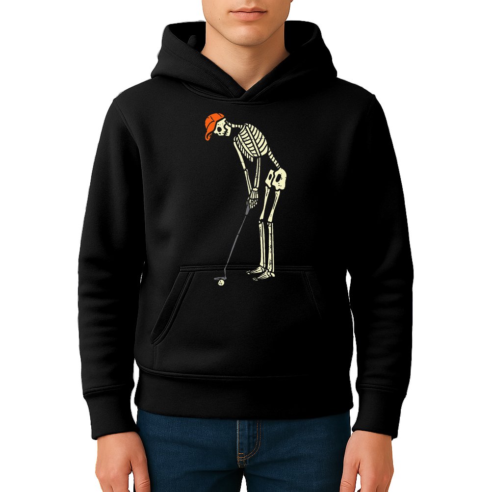 Skeleton Golf Funny Halloween Golfing Sports Golfer Kids Hoodie