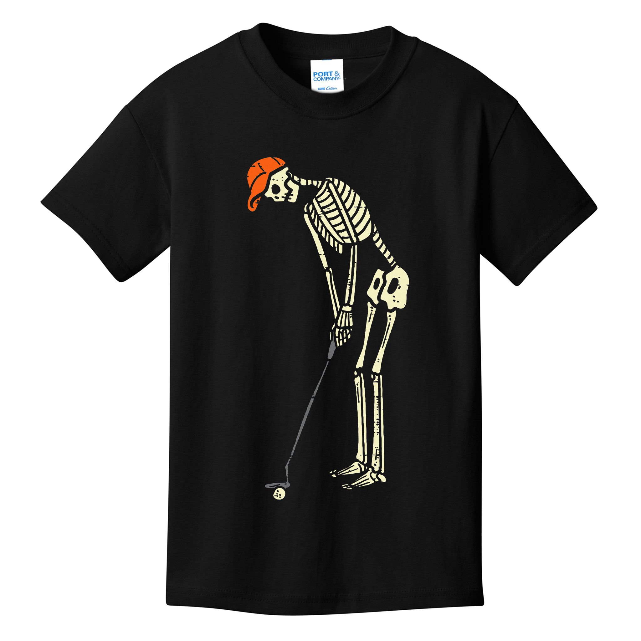 Skeleton Golf Funny Halloween Golfing Sports Golfer Kids T-Shirt