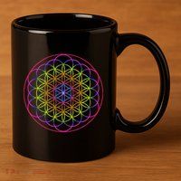 Sacred Geometry Flower Of Life 11oz C Handle Ceramic Mug