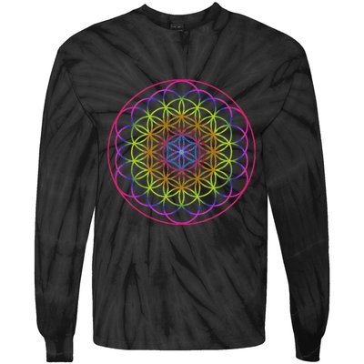 Sacred Geometry Flower Of Life Tie-Dye Long Sleeve Shirt