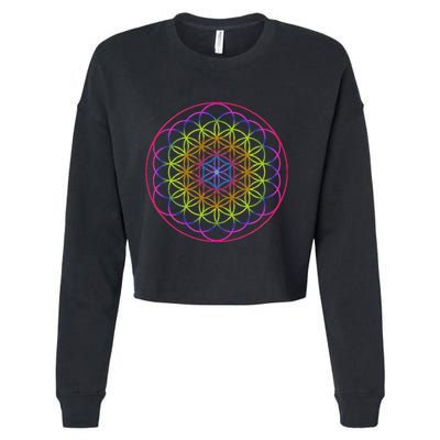 Sacred Geometry Flower Of Life Cropped Pullover Crew