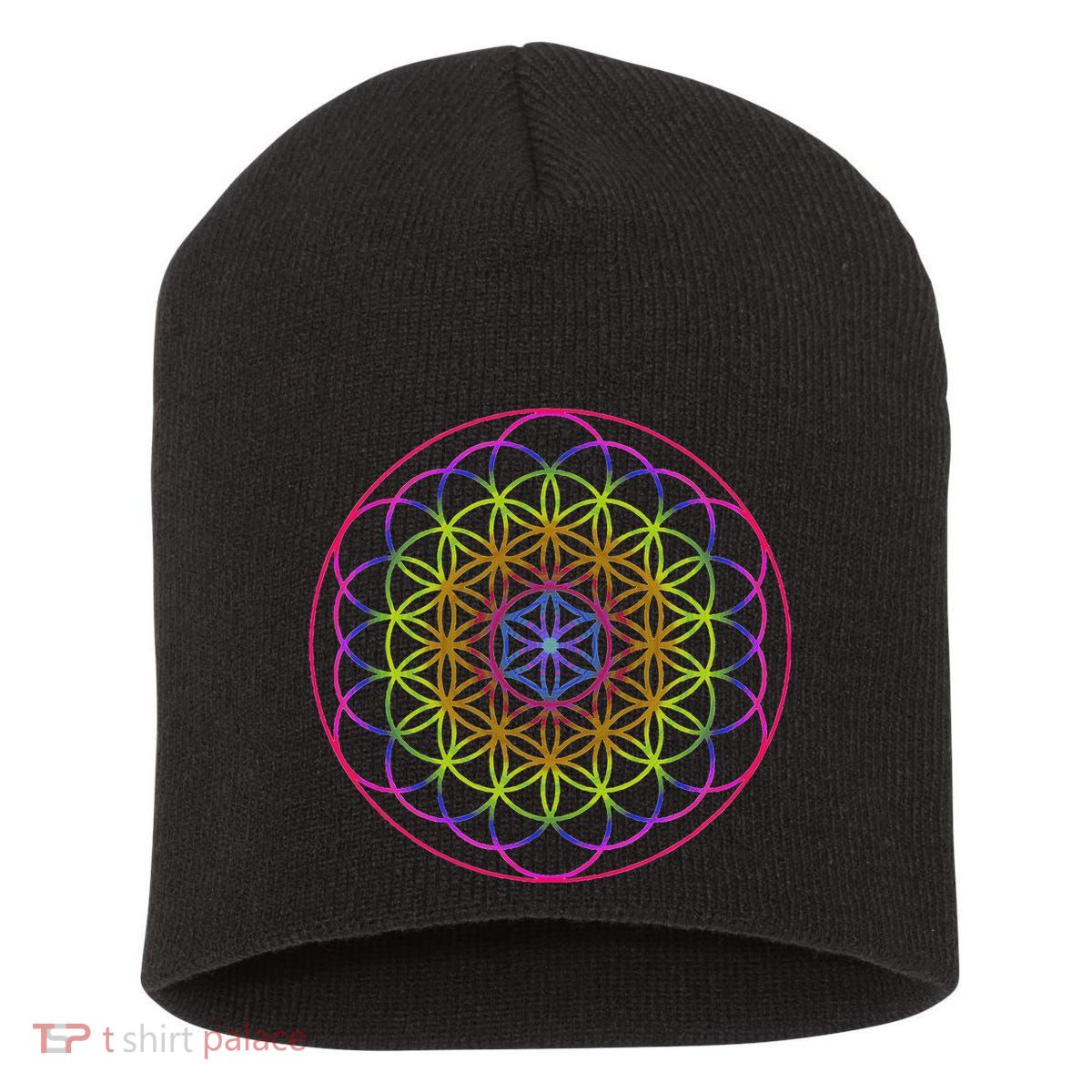 Sacred Geometry Flower Of Life Short Acrylic Beanie