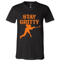 STAY GRITTY Funny Ice Hockey Philly gift Vintage V-Neck T-Shirt