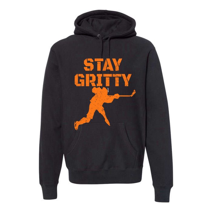 STAY GRITTY Funny Ice Hockey Philly gift Vintage Premium Hoodie