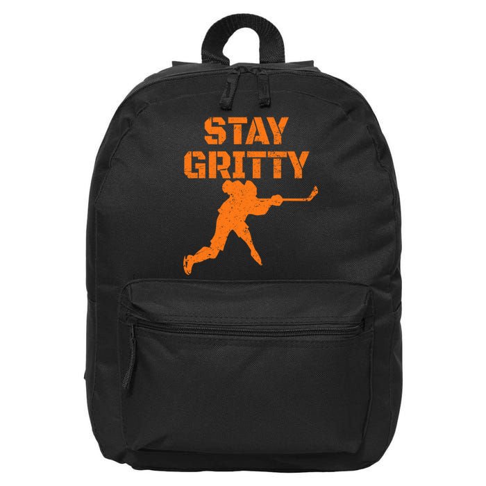 STAY GRITTY Funny Ice Hockey Philly gift Vintage 16 in Basic Backpack