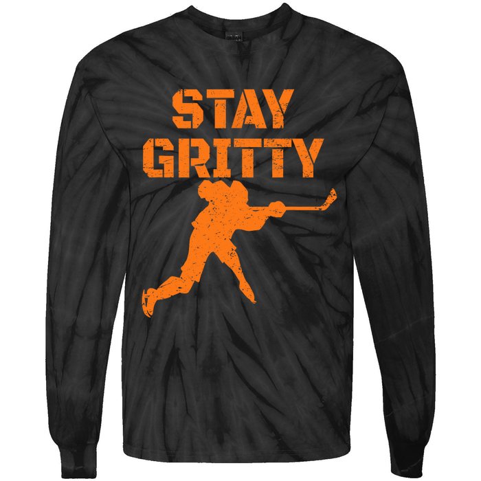 STAY GRITTY Funny Ice Hockey Philly gift Vintage Tie-Dye Long Sleeve Shirt