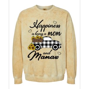 Sunflower Grandma Funny Gift Happiness Is Being A Mom And Mamaw Funny Gift Colorblast Crewneck Sweatshirt