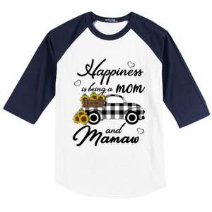 Sunflower Grandma Funny Gift Happiness Is Being A Mom And Mamaw Funny Gift Baseball Sleeve Shirt