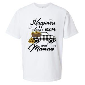 Sunflower Grandma Funny Gift Happiness Is Being A Mom And Mamaw Funny Gift Sueded Cloud Jersey T-Shirt