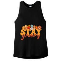 Stay Groovy Flower Power Retro Hippie Vibes Ladies PosiCharge Tri-Blend Wicking Tank