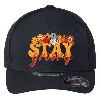 Stay Groovy Flower Power Retro Hippie Vibes Flexfit Unipanel Trucker Cap