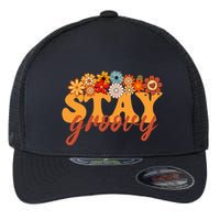 Stay Groovy Flower Power Retro Hippie Vibes Flexfit Unipanel Trucker Cap