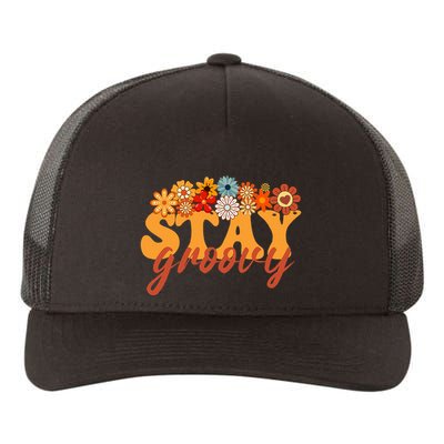 Stay Groovy Flower Power Retro Hippie Vibes Yupoong Adult 5-Panel Trucker Hat