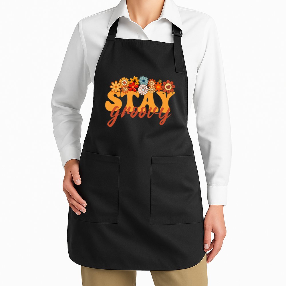 Stay Groovy Flower Power Retro Hippie Vibes Apron
