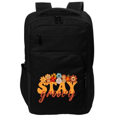 Stay Groovy Flower Power Retro Hippie Vibes Impact Tech Backpack