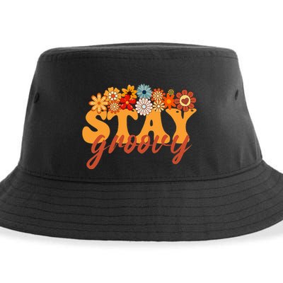 Stay Groovy Flower Power Retro Hippie Vibes Sustainable Bucket Hat