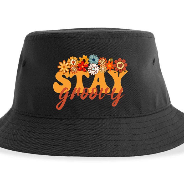 Stay Groovy Flower Power Retro Hippie Vibes Sustainable Bucket Hat
