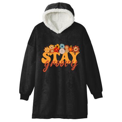 Stay Groovy Flower Power Retro Hippie Vibes Hooded Wearable Blanket