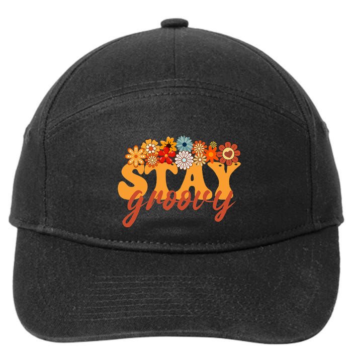Stay Groovy Flower Power Retro Hippie Vibes 7-Panel Snapback Hat