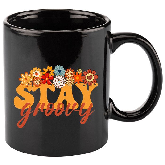 Stay Groovy Flower Power Retro Hippie Vibes 11oz C Handle Ceramic Mug