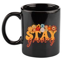 Stay Groovy Flower Power Retro Hippie Vibes 11oz C Handle Ceramic Mug