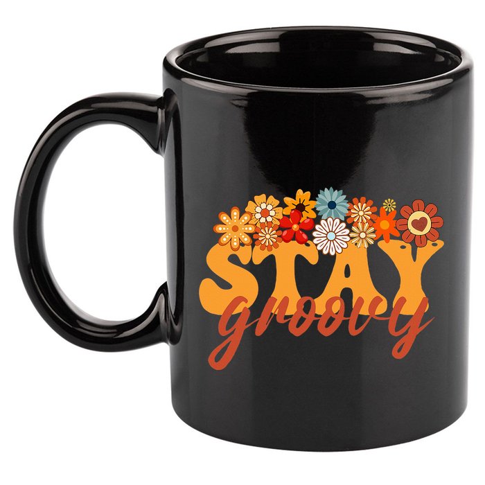 Stay Groovy Flower Power Retro Hippie Vibes 11oz C Handle Ceramic Mug