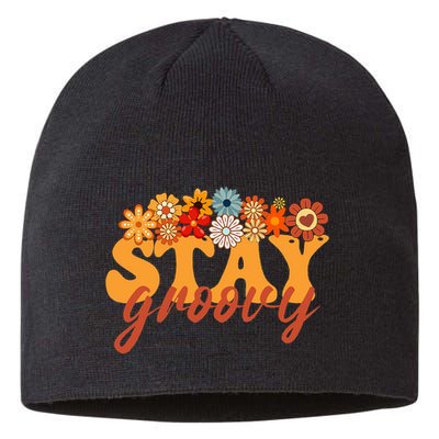 Stay Groovy Flower Power Retro Hippie Vibes Sustainable Beanie