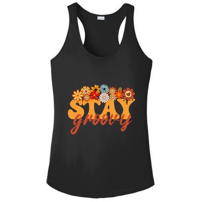 Stay Groovy Flower Power Retro Hippie Vibes Ladies PosiCharge Competitor Racerback Tank