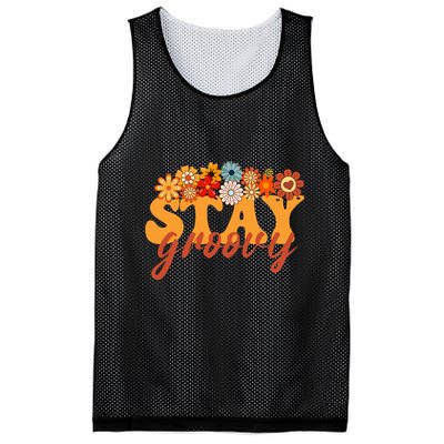 Stay Groovy Flower Power Retro Hippie Vibes Mesh Reversible Basketball Jersey Tank