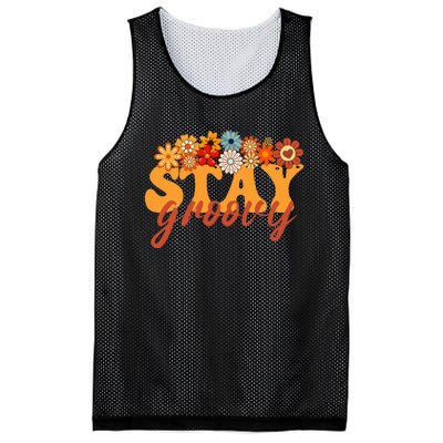 Stay Groovy Flower Power Retro Hippie Vibes Mesh Reversible Basketball Jersey Tank