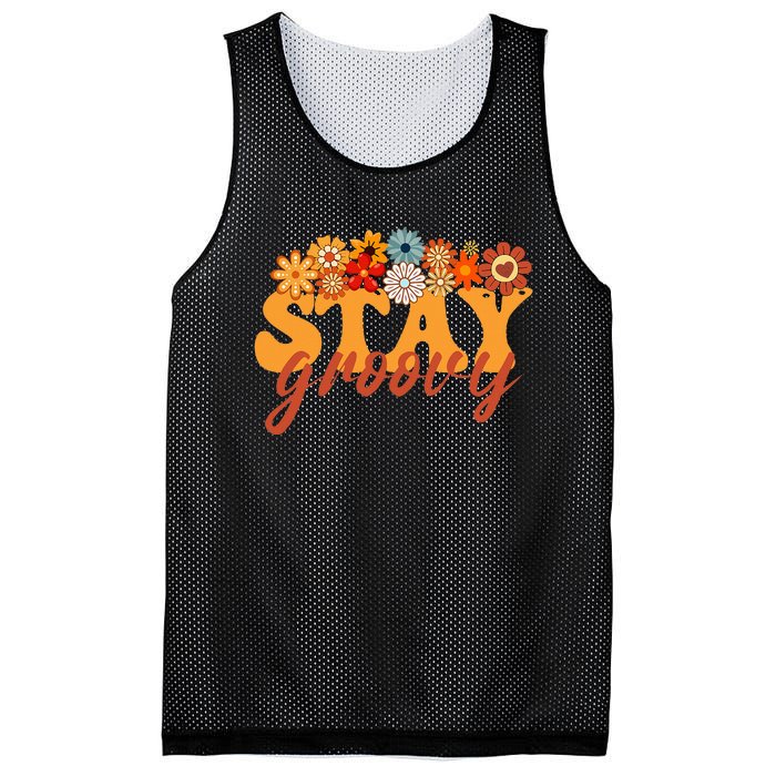 Stay Groovy Flower Power Retro Hippie Vibes Mesh Reversible Basketball Jersey Tank