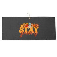 Stay Groovy Flower Power Retro Hippie Vibes Large Microfiber Waffle Golf Towel