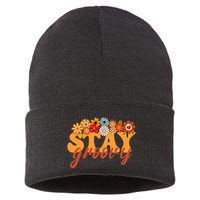 Stay Groovy Flower Power Retro Hippie Vibes Sustainable Knit Beanie