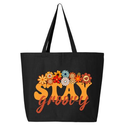 Stay Groovy Flower Power Retro Hippie Vibes 25L Jumbo Tote